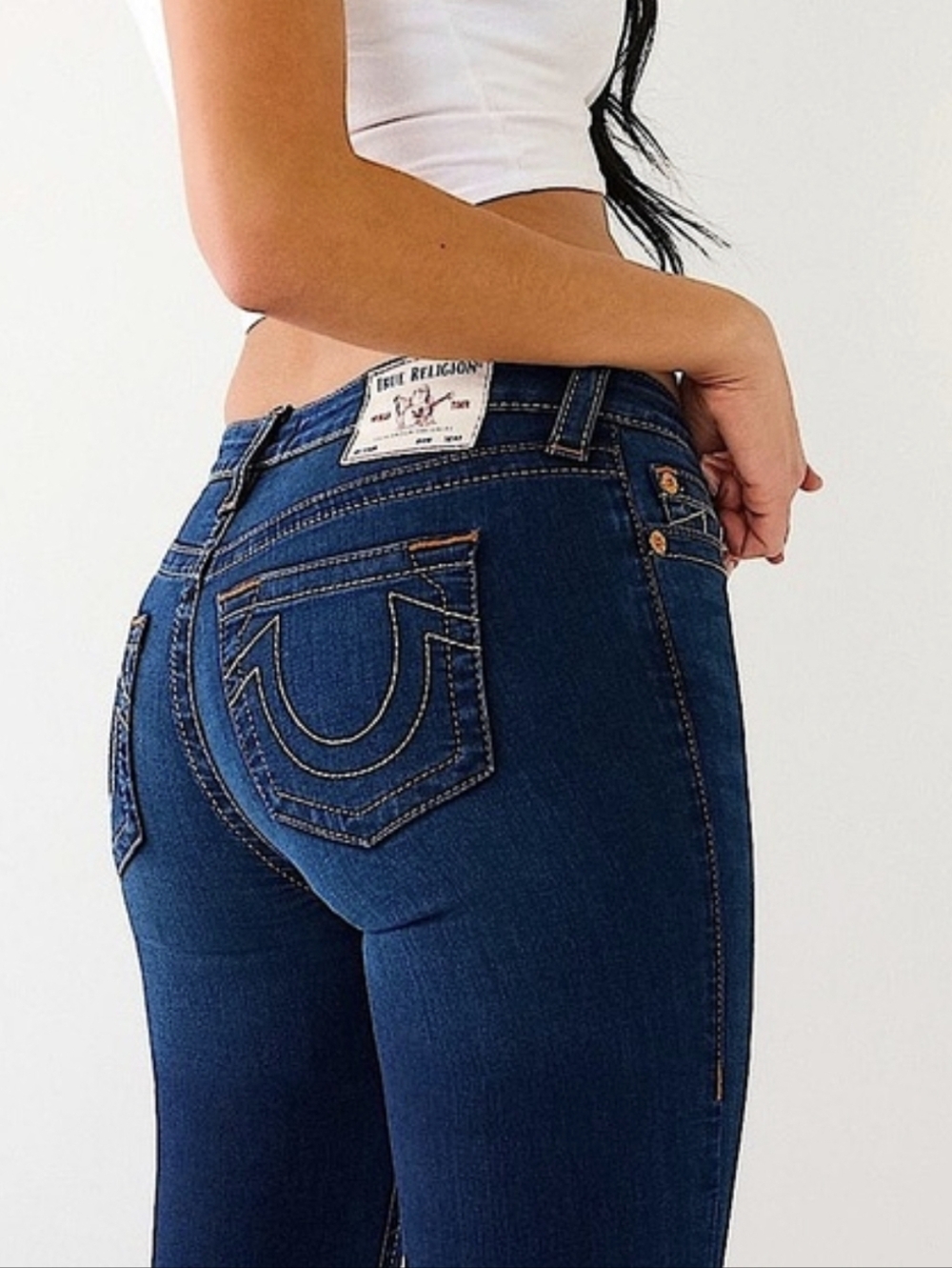 True Religion Halle Mid Rise Super Skinny Jeans Womens NEW size 29 Darkwash